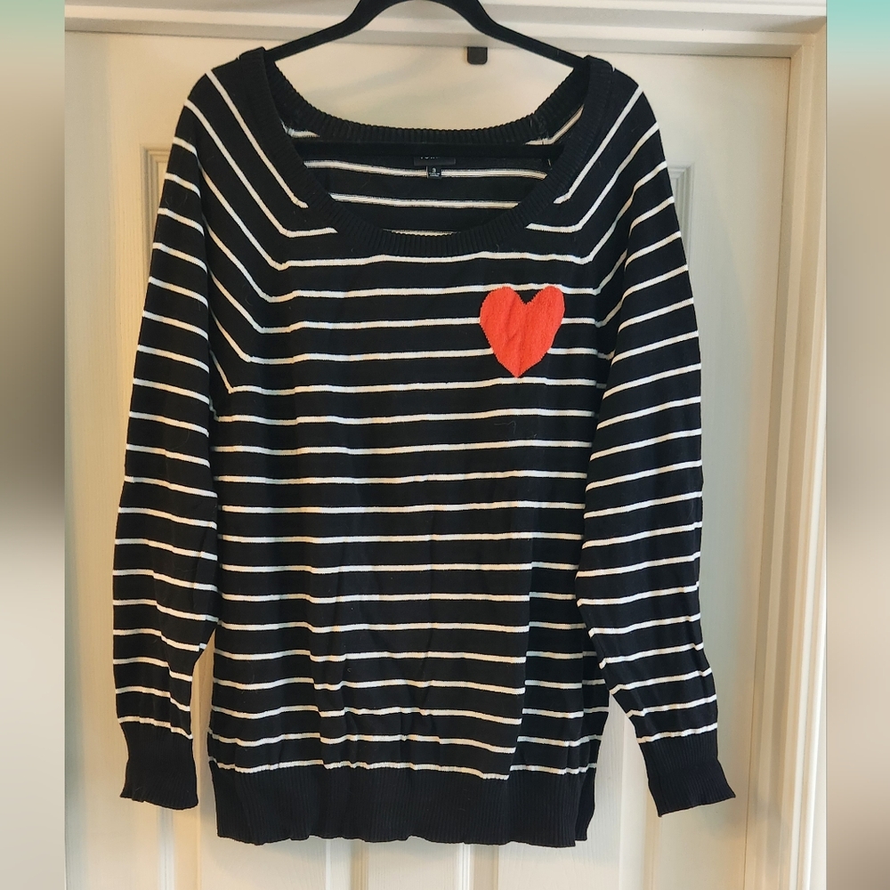 Striped Sweater with Heart Detail